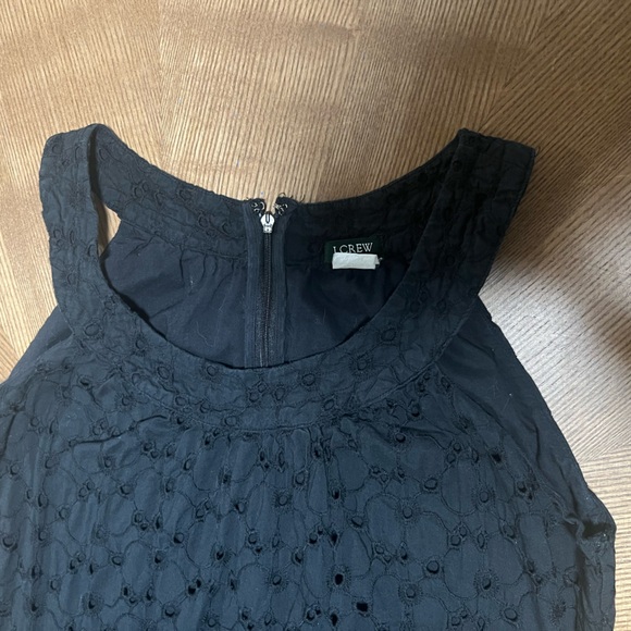 J Crew Black Eyelet mini dress high neck women’s size 4 100% cotton - Picture 2 of 7
